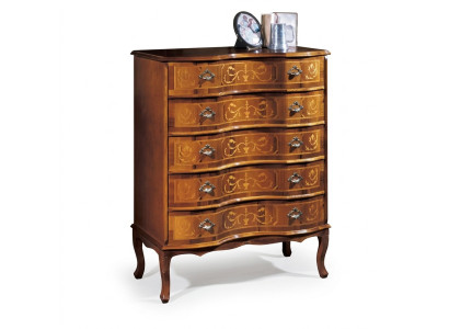 Klassieke bruine commode met vijf deuren en lades, designer houten meubels nieuw