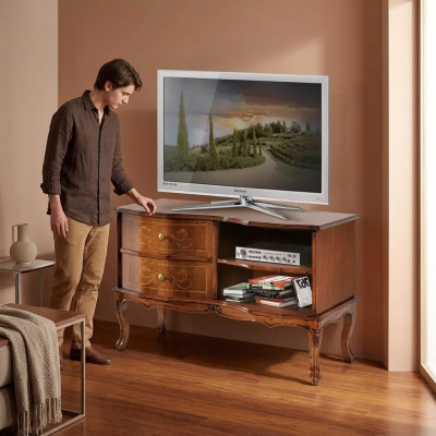 Klassieke ontwerper tv-standaard Luxe dressoir Lage kast Woonkamer Bruin
