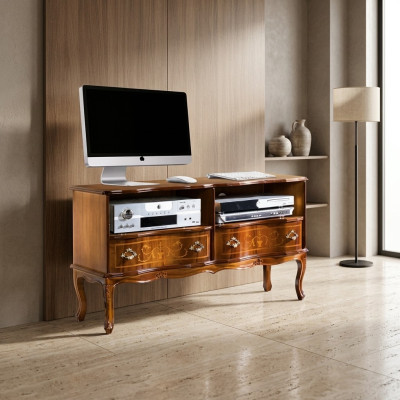 Klassieke tv-standaard RTV-kast met lades houten design nieuw.
