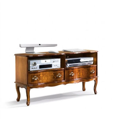 Klassieke tv-standaard RTV-kast met lades houten design nieuw.