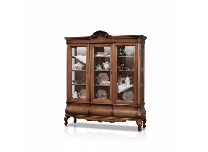 Woonkamer Vitrine Klassieke houten meubels met op maat gemaakte laden vitrine.