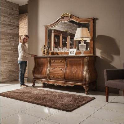 Hoogwaardige luxe klassieke woonkamer dressoir bruin hout 200x53x100