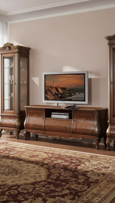 Bruine tv-kast tv dressoir woonkamer meubels houten standaard dressoir