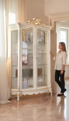 Klassieke kwaliteit witte vitrine luxe meubels nieuw in de woonkamer rek