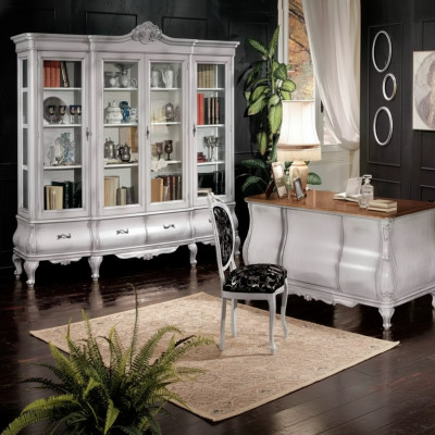 Witte kantoormeubelen bureau boekenplank luxe tafel plank inrichting