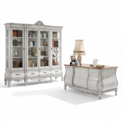 Witte kantoormeubelen bureau boekenplank luxe tafel plank inrichting