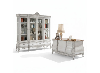 Witte kantoormeubelen bureau boekenplank luxe tafel plank inrichting