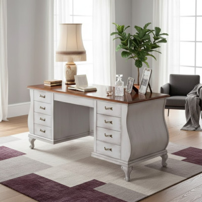 Klassieke witte bureau tafel Kantoor meubels 180x80 Schrijftafels