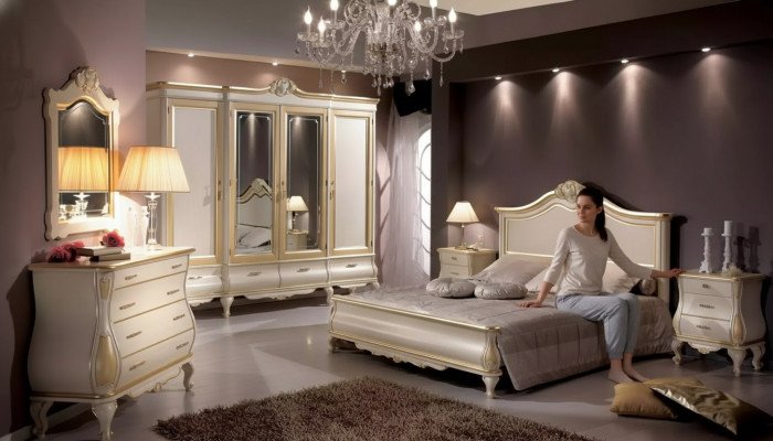 Slaapkamer set Bed 2x Nachtkastjes Kast Garderobekast Commode Spiegel
