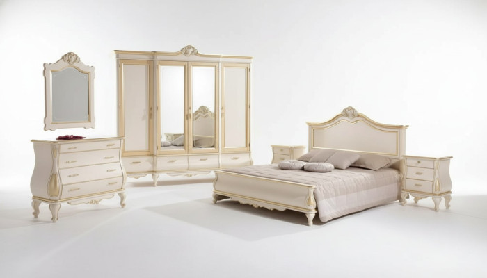 Slaapkamer set Bed 2x Nachtkastjes Kast Garderobekast Commode Spiegel