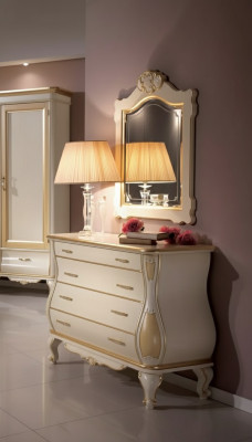 Kommode Luxe Spiegel Klassiek Wit Slaapkamermeubels Kasten Laden