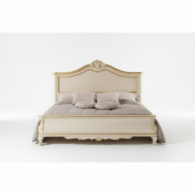 Houten tweepersoonsbed Luxe design Slaapkamermeubels Klassiek Beige