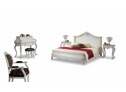 Witte slaapkamermeubels 2x nachtkastjes kaptafel modern bed 4-delig