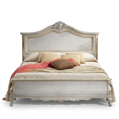 Luxe gestoffeerd wit tweepersoonsbedframe Bed houten design Luxe