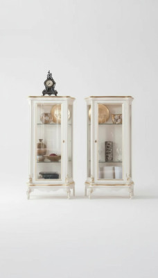 Houten vitrine Hoogwaardige vitrine Klassiek meubeldesign Wit Vitrines