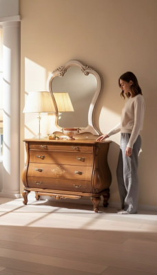 Slaapkamer ladekast met spiegel Luxe klassieke meubelset 2-delig hout