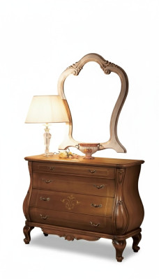 Slaapkamer ladekast met spiegel Luxe klassieke meubelset 2-delig hout