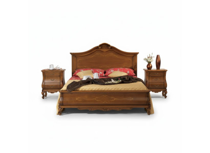 Houten tweepersoonsbed in klassieke stijl Luxe slaapkamer design Bedden