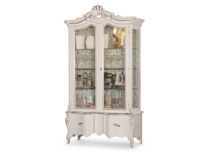 Luxe witte houten vitrinekast met klassiek meubelontwerp Vitrinekast