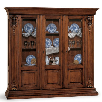 Glas Vitrine Houten Kast Klassieke dressoir Meubels Planken Massief houten kast