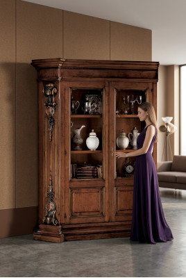 Massief houten bruine boekenkast woonkamer meubels bruine luxe kast.