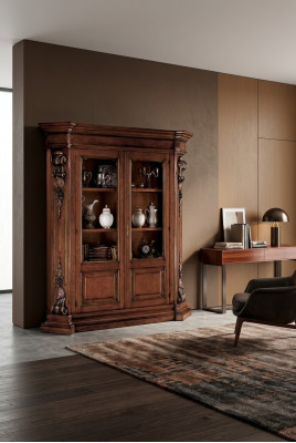 Massief houten bruine boekenkast woonkamer meubels bruine luxe kast.
