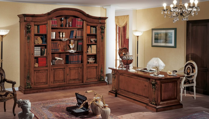 Bruine klassieke kantoormeubelen Massief houten bureau Boekenkast Kasten