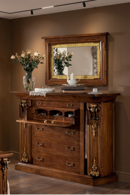 Slaapkamer commode met spiegel Klassiek meubilair 2-delig bed Kast