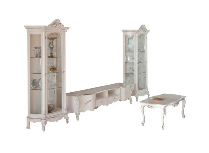 Witte woonkamer wandmeubel luxe meubels tv-standaard 2x vitrines salontafel