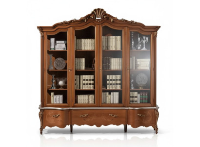 Klassieke luxe boekenkast massief houten meubels vitrinekast boekenkast schuifdeur