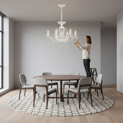 Luster Kristal Plafondlamp Kroonluchter Plafonnière Lampen Wit