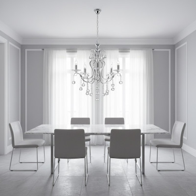 Luster Luxe Plafondlamp Kroonluchter Plafondlamp Zilver Kristal