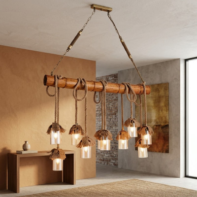 Moderne houten kroonluchter, pronkkroonluchter, plafondlamp, bamboe kroonluchter.