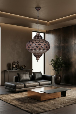 Plafondlamp Plafondluchter Luchter Kroonluchter Lampen Glas Bruin Nieuw
