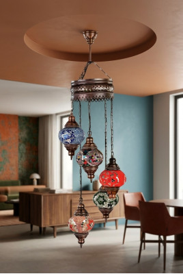 Plafondlamp Kandelaar Meerkleurige kroonluchter Plafondlamp Lampen Glas