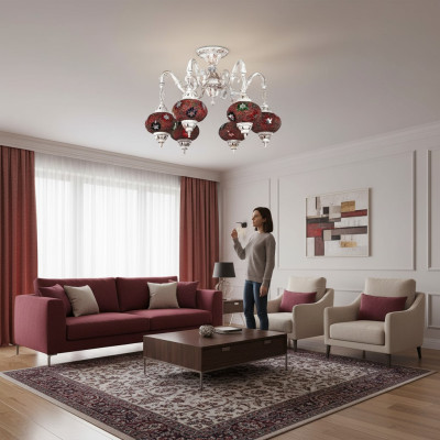 Plafondlamp Kandelaar Art Kroonluchter Plafondlamp Lampen Glas Wit