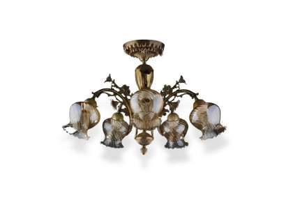 Plafondlamp Plafonnière Bloem kroonluchter Kandelaar Lamp Glas Bruin