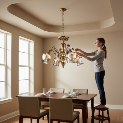 Plafondlamp Bloemen Kroonluchter Hanglamp Lamp Glas Bruin