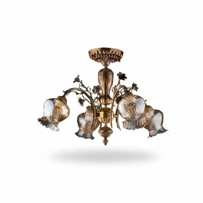 Plafondlamp Bloemen Kroonluchter Hanglamp Lamp Glas Bruin