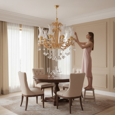 Luxe plafondlamp kroonluchter plafondlamp kristal gouden lamp.