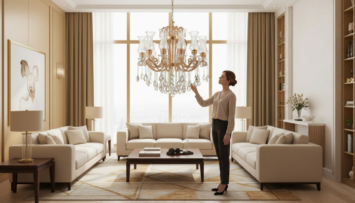 Luxe kroonluchter kristallen plafondlamp gouden lamp