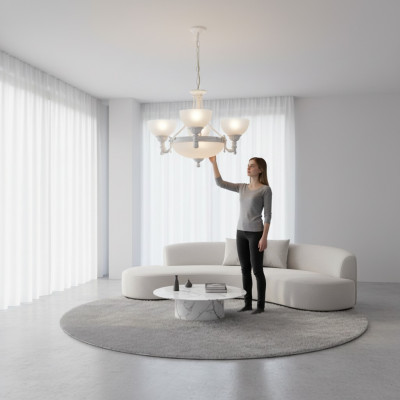 Kroonluchter Plafondlamp Luster Moderne Plafondlamp Wit Glas Lampen