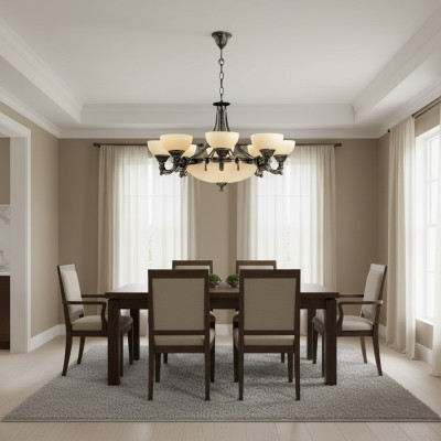 Plafondlamp Kroonluchter Hanglamp Glas Beige Lampen Nieuw