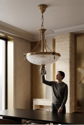 Lamp Plafondlamp Hanglamp Kroonluchter Glas Grijs Goud