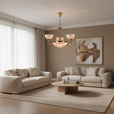 Plafondlamp kroonluchter plafondlamp lamp kroonluchter glas goud beige