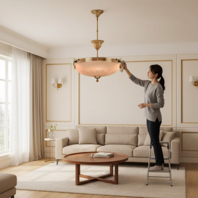 Kroonluchter plafondlamp kroonluchter lamp glas goud beige