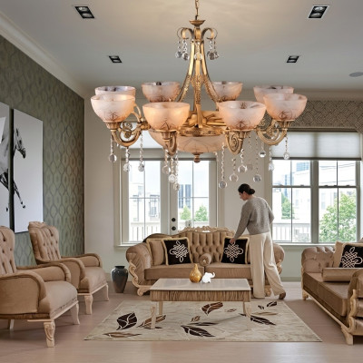 Kroonluchter Luxe Plafondlamp Kroonluchter Lamp Glas Goud