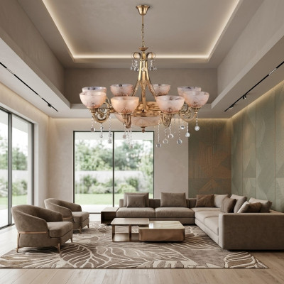 Kroonluchter Luxe Plafondlamp Kroonluchter Lamp Glas Goud