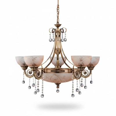 Plafondlamp kroonluchter plafondlamp lamp kroonluchter glas goud bruin