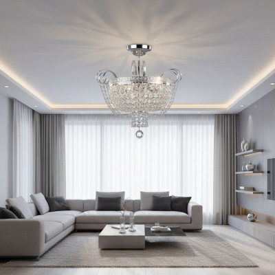 Plafondlamp Kroonluchter Kristal Plafondlamp Lamp Kroonluchter Zilver